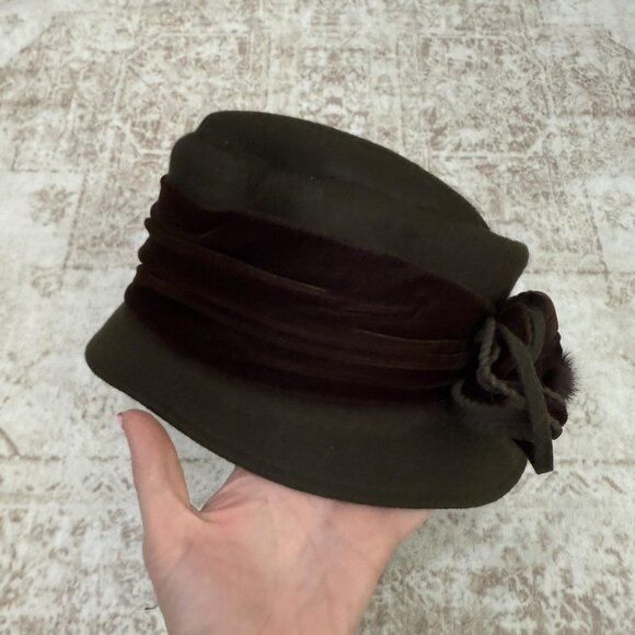 Vintage Galliano Sorbatti Hat Cloche Snap Back Womens Medium Wool Velvet 90s main image 4